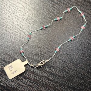 Dainty Beach Boho Blue Pink Swarovski Crystal Anklet